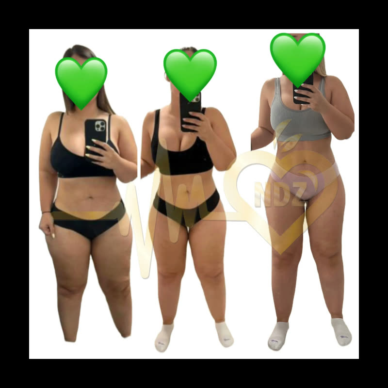 Client weight-loss transformation, before and after